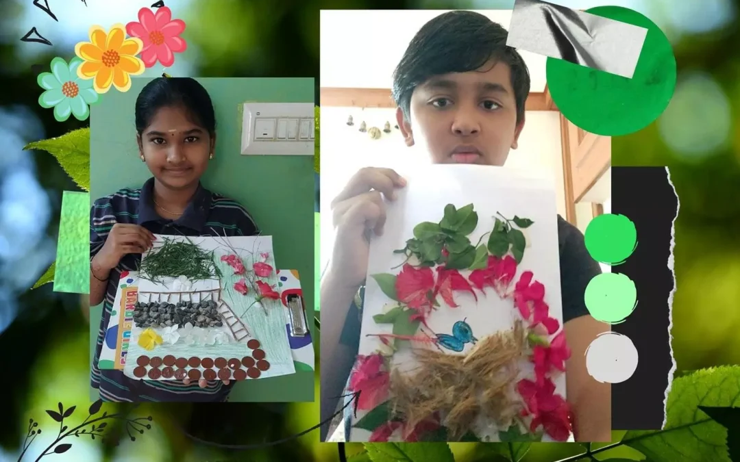 Creative Nature Collage Activity by 8th Graders