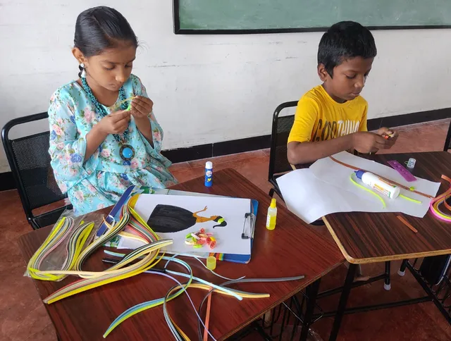 Amazing quilling designs by 4th graders, at the best CBSE school in Salem.