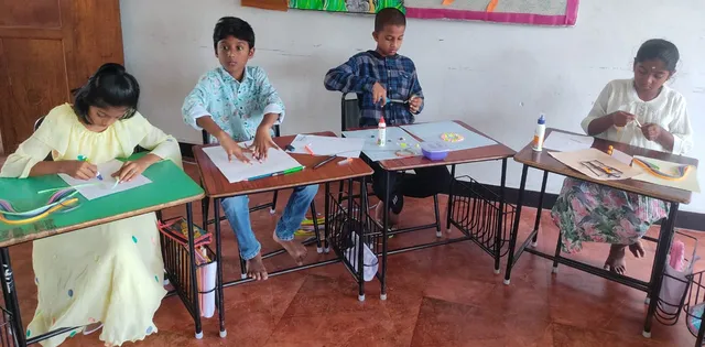 Creative paper art by students showcasing diverse designs in a top Salem CBSE school.