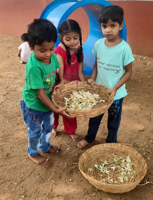 A close-up of vibrant 'Akash Malli' flowers, the focus of the Nature Watch activity at a leading CBSE school in Salem.