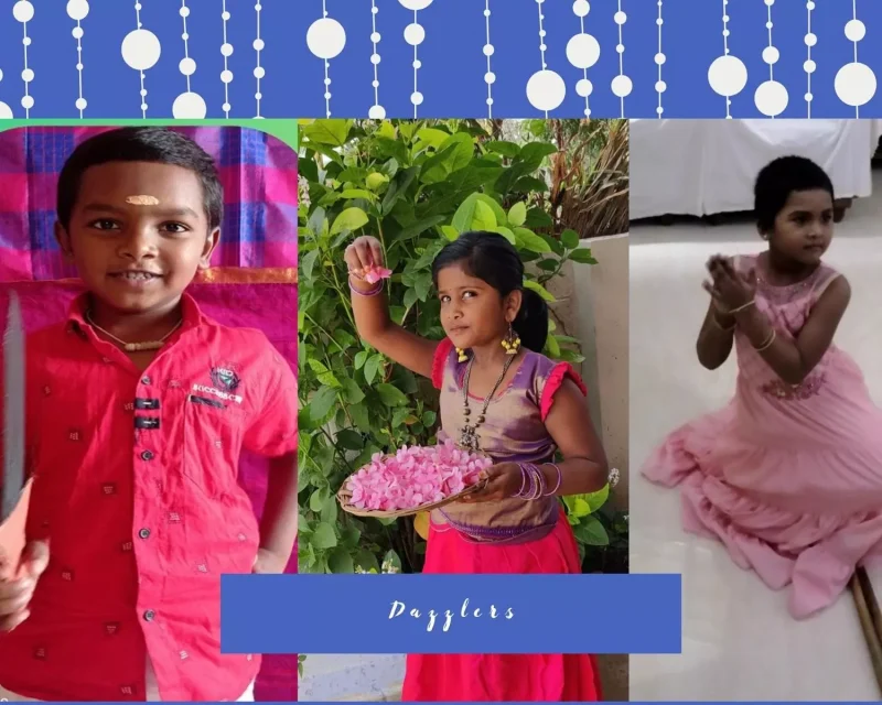 A collage of smiling Grade 1 students of the best school in Salem cheering and applauding for their peers during the solo dance event, highlighting the supportive and encouraging atmosphere fostered by the school.