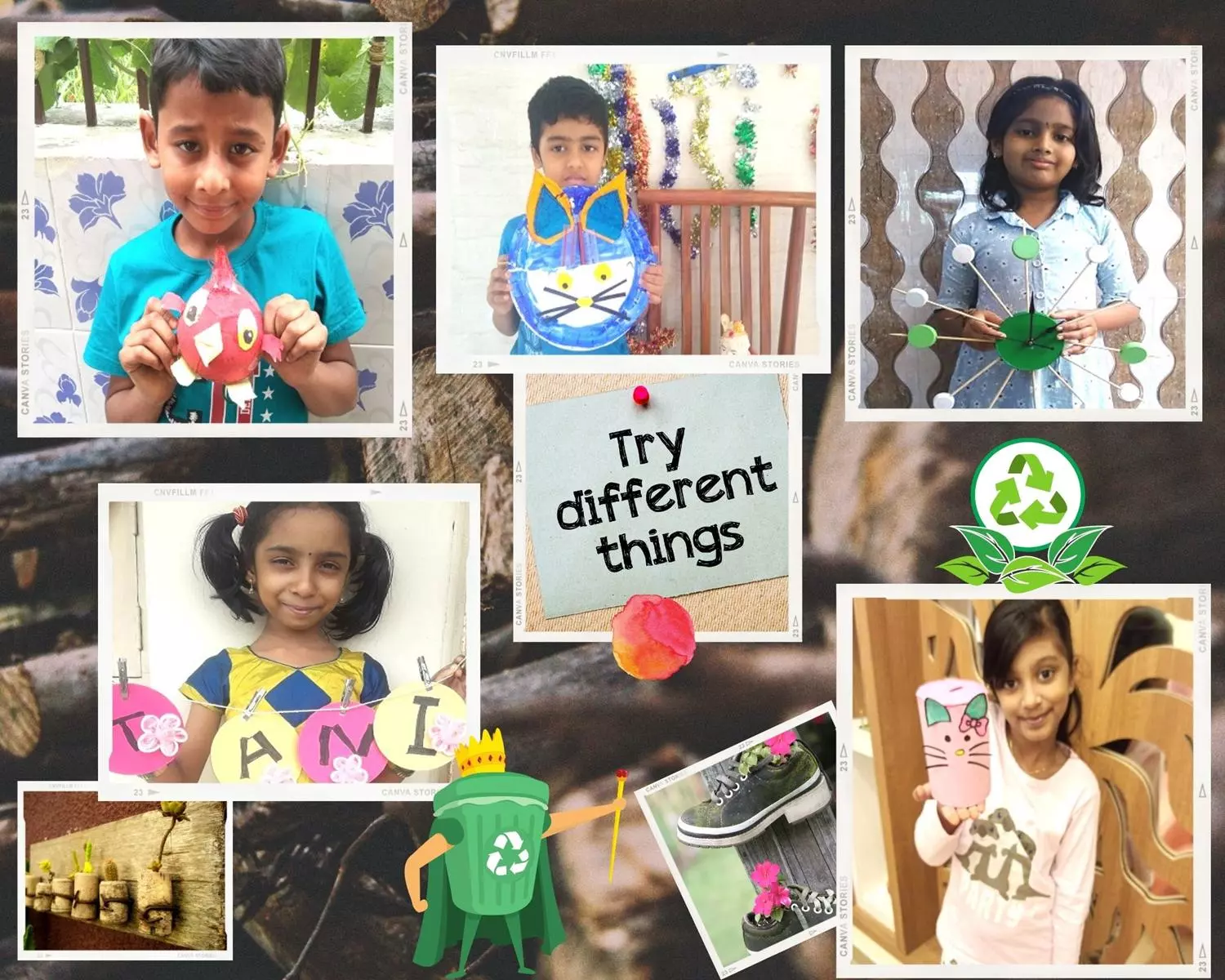 wealth from waste 2021 Third-grade students at a CBSE school in Salem proudly displaying their creative projects made from recycled materials, including a working clock made from bottle caps and a sling bag fashioned from a plastic bottle, as part of the 'Wealth from Waste' contest.