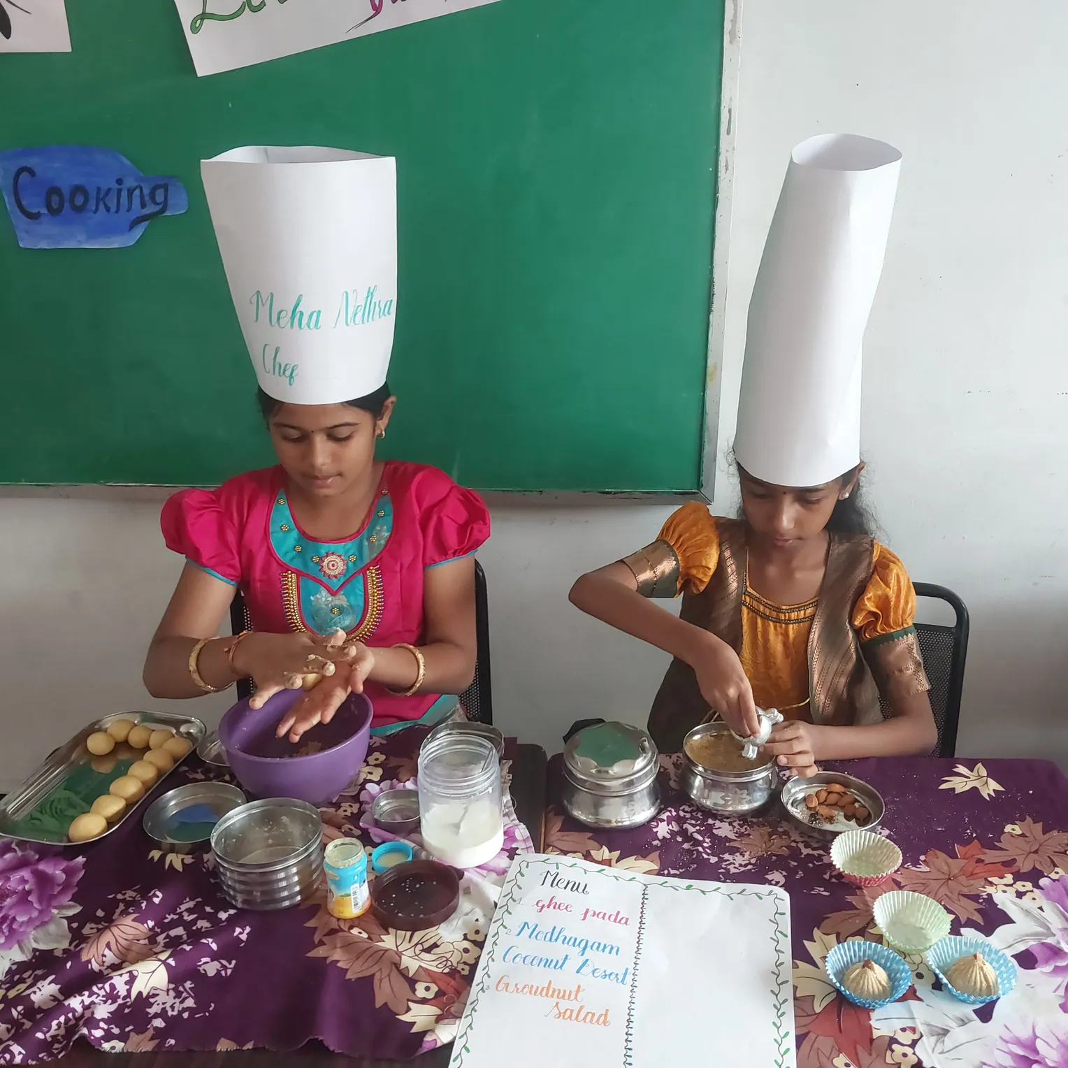 Future chefs at a Salem CBSE school mix ingredients for traditional flameless cooking recipes.