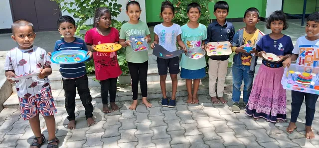 Grade 1 students at Vidhya Peetham i-School engaged in a creative clay modelling activity.