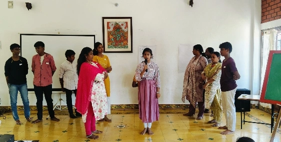 Students demonstrating an activity during the leadership skills session.