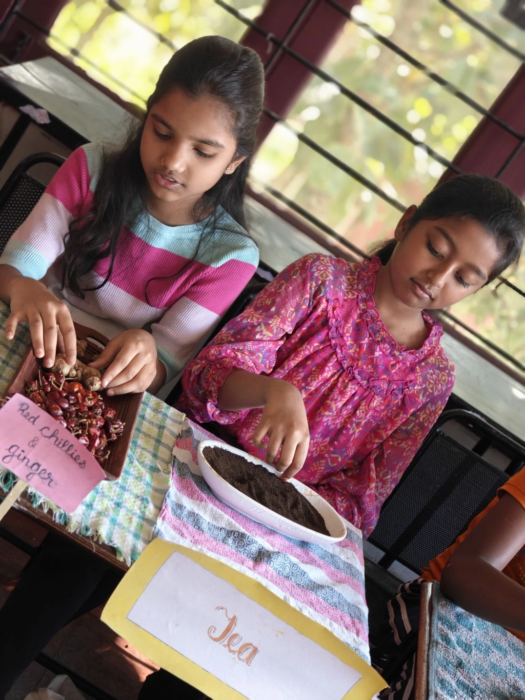 Students demonstrating metal products and vessels in minerals during agriculture and minerals activity