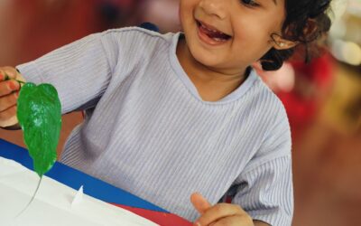 Pre-KG Explores the Peepal Tree and Tries Leaf Printing